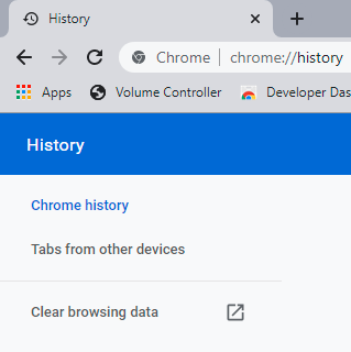 clearing history in chrome