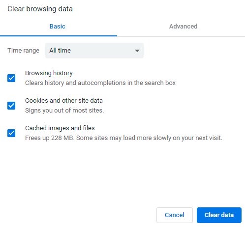 clearing history in chrome